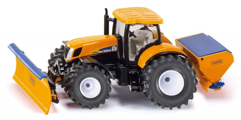 Siku New Holland T7070 Tractor with Snow Plough and Salt Spreader
